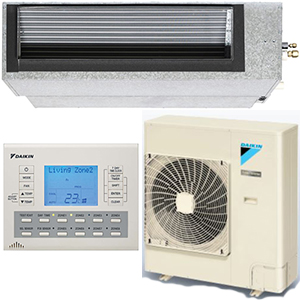 DAIKIN FDYQN100LB-LV Ducted System Reverse Cycle. Standard Inverter. Single Phase. Inc Zone Controller BRC230Z4 up to 4 zones.